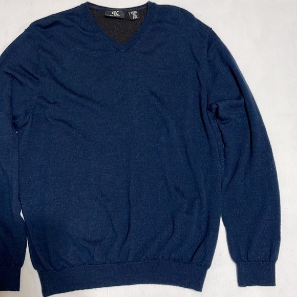 Calvin Klein 100% Merino Wool Men V Neck Sweater Size XL - Picture 4 of 10
